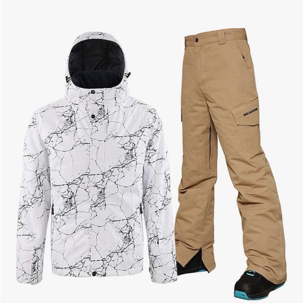 🔥Men’s Ski Suit Waterproof Snowsuit 2 Piece Pants & Jacket Set Sz M NWT
